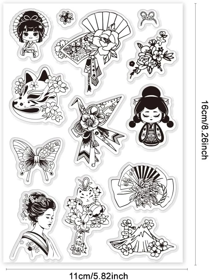 Ph pandahall oriental elementų silikoninis antspaudas kortelių gamybai skaidrus antspaudas kiniško stiliaus su moters motyvu guminis antspaudas nuotraukų scrapbooking'ui tapybos amatams