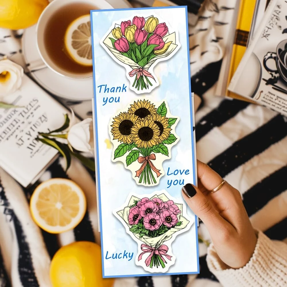 Ph Pandahall skaidrūs štampai puokštėms kortelių gamybai rožių saulėgrąžų permatomi silikoniniai štampai skirti "pasidaryk pats" scrapbooking žurnalui nuotraukų albumo dekoravimui vestuvėms valentino dienai mamai