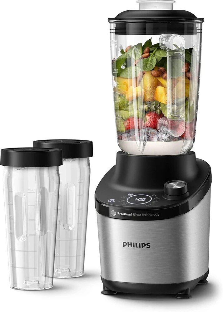Philips 7000 Series didelio našumo trintuvas - Problend Ultra technologija, 1500 W, 2 l stiklinis indas, greito pasirinkimo programos kokteiliams ir sriuboms, Homeid programėlė, indaplovėje plaunamos dalys (hr3760/10)