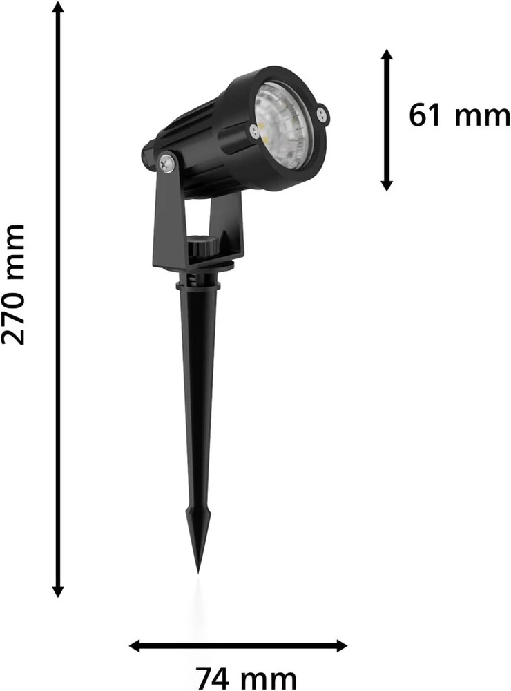 Philips Lauko žemos įtampos prožektoriai Caper, 3 vnt. rinkinys, 3 x 1,5 W, 24 V, 2700 Kelvinų, Ip67 atsparūs vandeniui, juodi