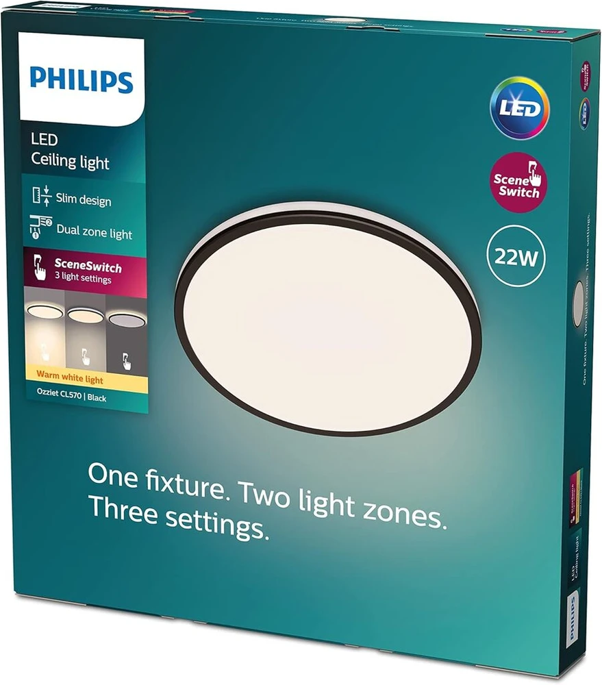 Philips Led Ozziet lubinis šviestuvas, Sceneswitch, juodas