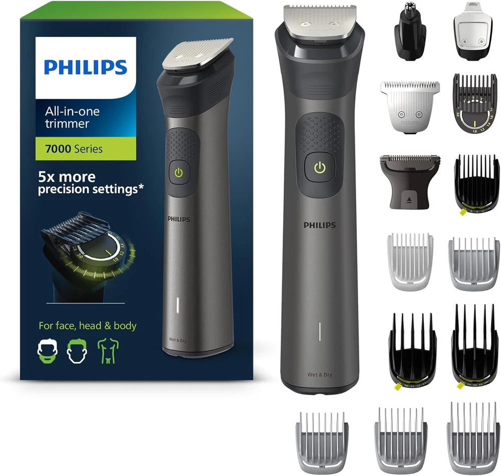 Barzdaskutė Philips Multigroom Series 7000, universalus trimeris, 15-in-1 barzdos ir plaukų kirpimo mašinėlė veidui, galvai ir kūnui - vienas įrankis su 26 ilgio nustatymais (0,5-20 mm) (modelis Mg7950/15)
