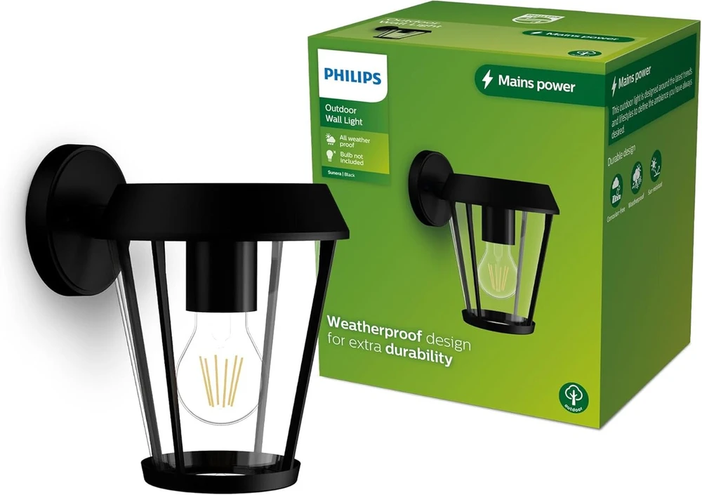 Philips Sunera lauko sieninis šviestuvas, maks. 25 W, E27 lizdas, juodas