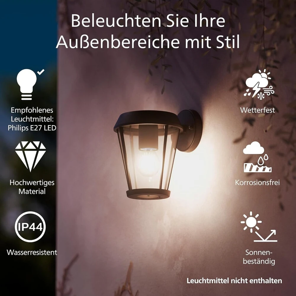 Philips Sunera lauko sieninis šviestuvas, maks. 25 W, E27 lizdas, juodas