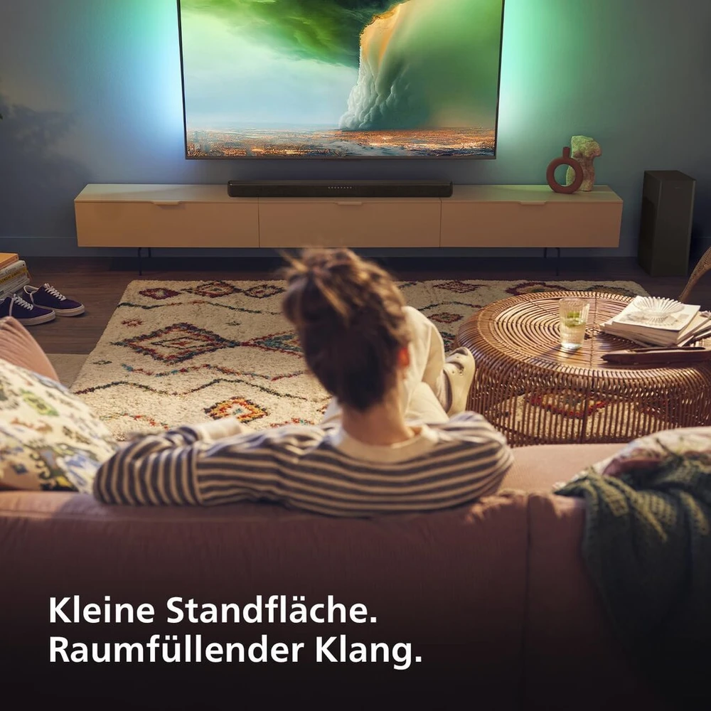 Kompiuterio kolonėlės Philips Tab6309 garso juosta 2.1 su belaidžiu žemų dažnių garsiakalbiu - 2.1 kanalo 320w, Dts Virtual X, Bluetooth 5.4, Hdmi Arc, optinė jungtis ir Usb jungiamumas - tamsiai pilka