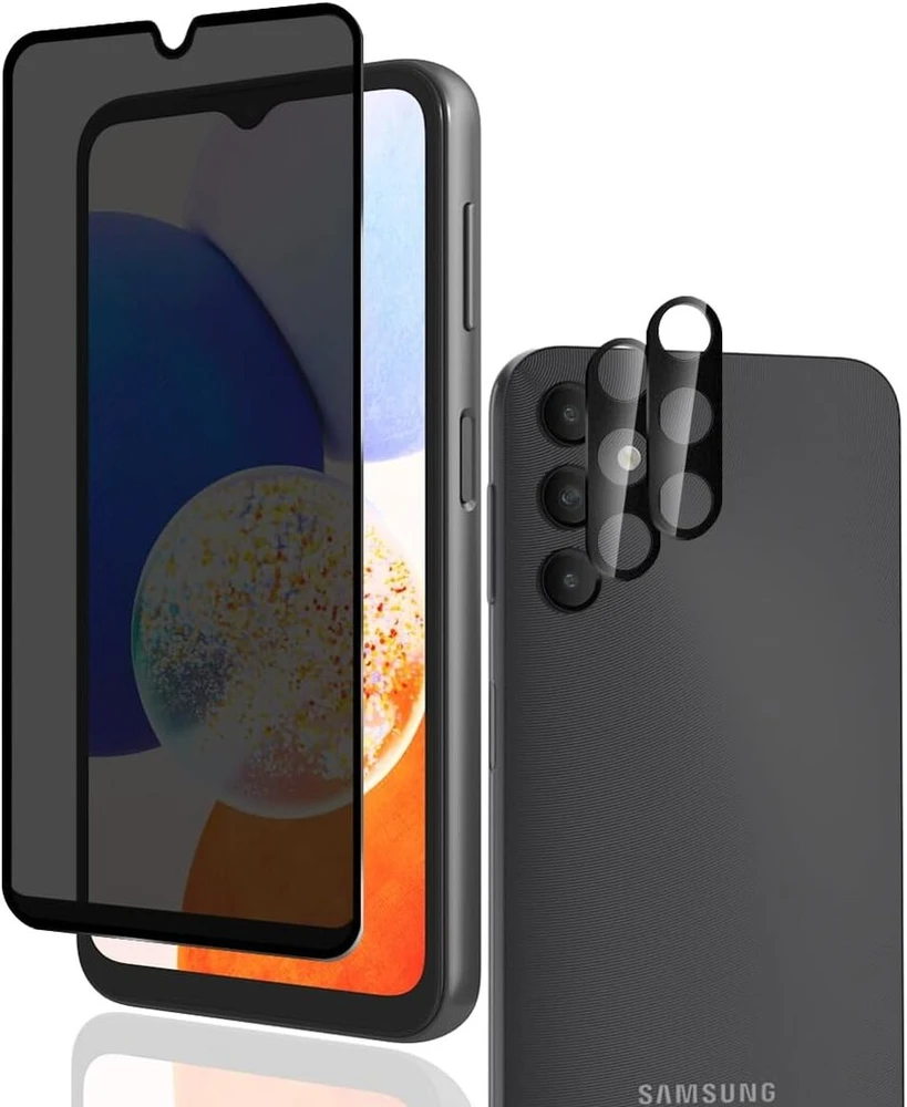 Phlleyaa Ekrano apsauga, skirta galaxy a14 4g/5g, grūdinto stiklo privatumo ekrano apsauga, 1 vnt. su 2 kamerų apsaugomis, 9h kietumas, be burbuliukų, apsauga nuo šnipinėjimo, skirta galaxy a14 4g/5g grūdintam stiklui