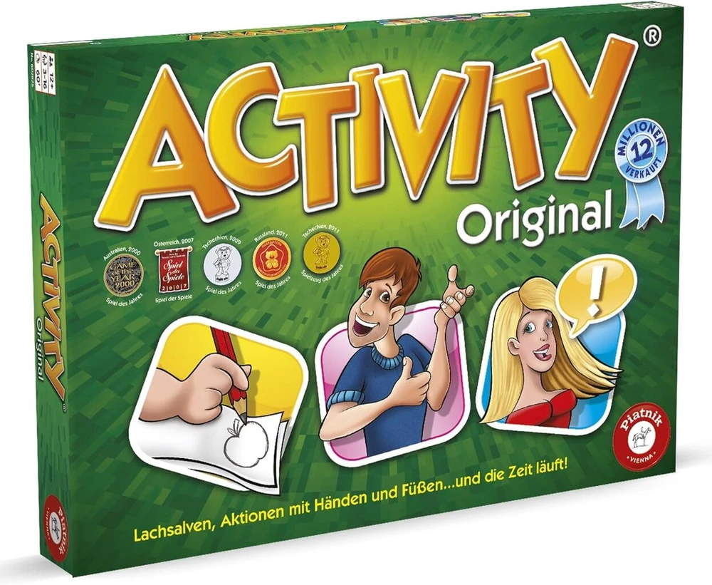 Piatnik 6028 Activity Original, klasikinis žaidimas vakarėliams ir žaidimų vakarams, pantomima, piešimas, paaiškinimai reikalingi, 2640 naujų terminų, galima iki 16 žaidėjų