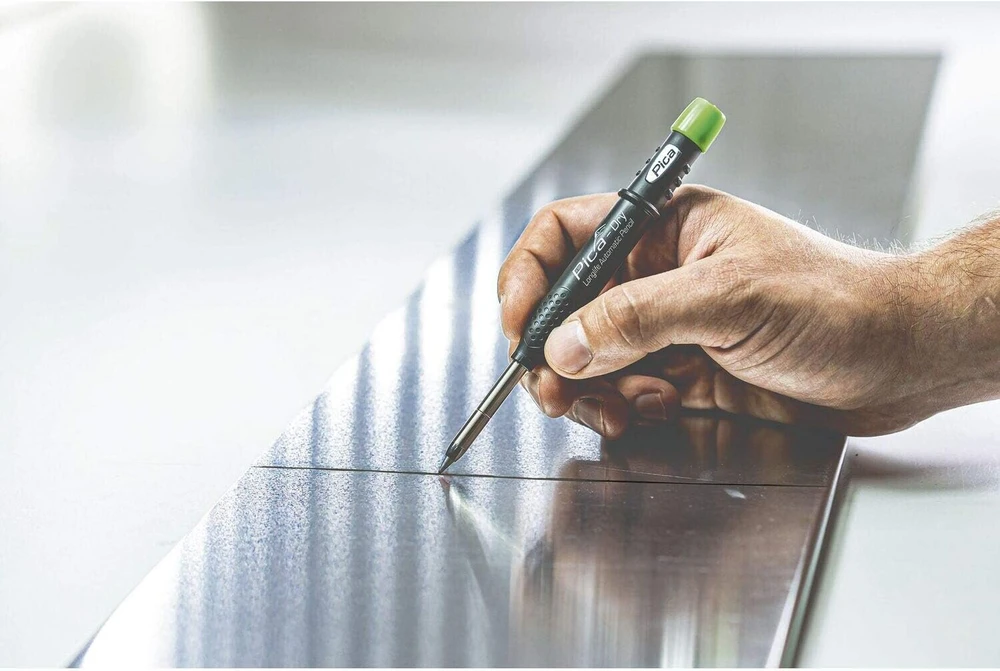Pica Dry rinkinys - 2 x Pica rašikliai Automatic su 10 x Pica Dry šerdelėmis H Graphite, būtinas rankų darbui ir "pasidaryk pats", 3 dalių