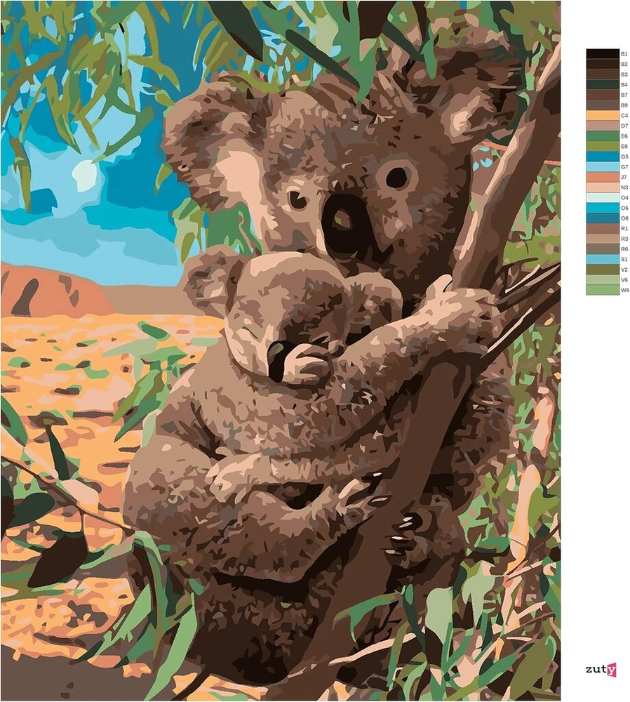 Piešimas pagal skaičius - Koala lokiai 40 x 50 cm be porėmio
