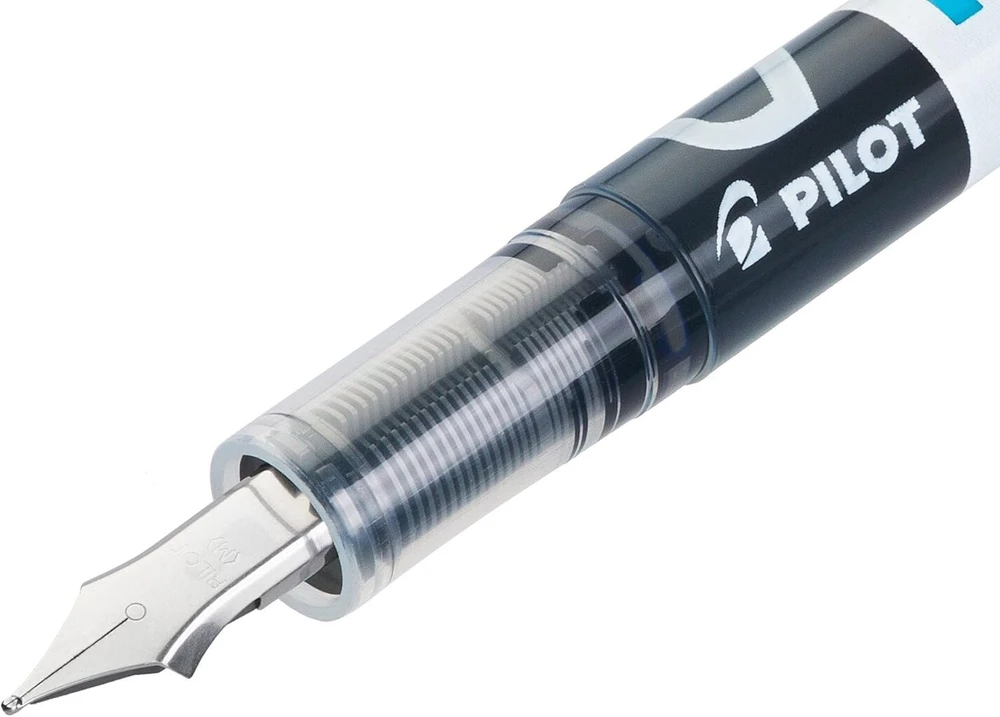 Pilot v-pen rašiklis su nerūdijančio plieno plunksna m, 6 vnt. rinkinys (juodas)