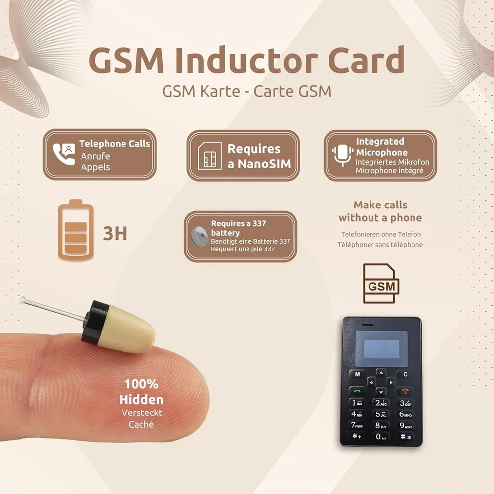 Pingaoculto šnipinėjimo ausinės, skirtos testavimui Gsm mini Vip Pro nematomos ausinės Nanosim mikrofonas ir lipnios juostelės - nematomos belaidės ausinės (šnipinėjimo ausinės Vip Pro Supermini Card Gsm)