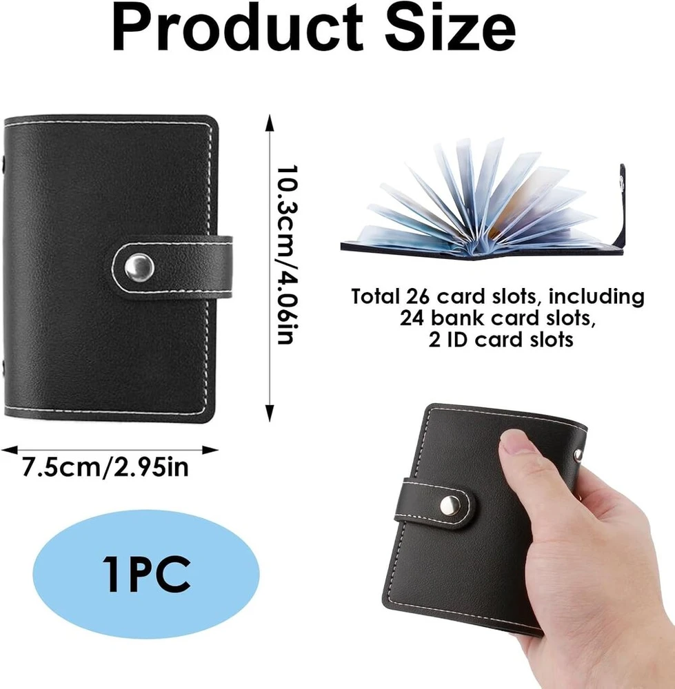 Piniginės kreditinių kortelių dėklas vyrams ir moterims, kortelių dėklas su nfc rfid apsauga, kortelių dėklas su 26 kortelių skyreliais, mažas kreditinių kortelių dėklas, kreditinių kortelių dėklas kreditinėms kortelėms ir ec kortelėms, juodas, juodas