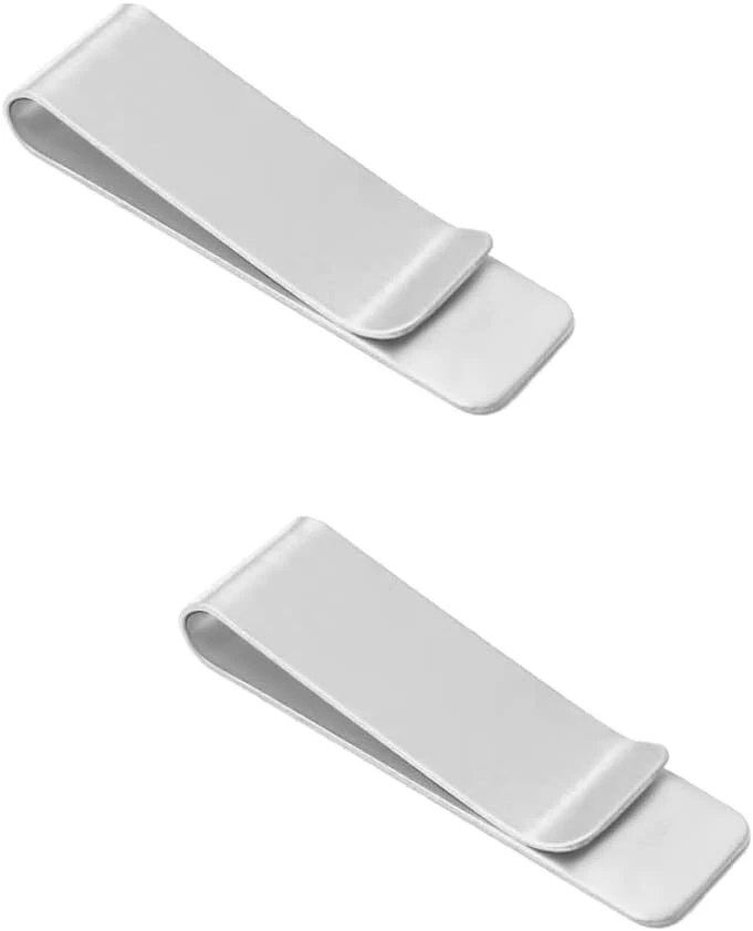 Pinigų segtukas, 2 vnt. nerūdijančio plieno pinigų segtukas, metaliniai pinigų segtukai, sidabrinis pinigų segtukas, skirtas grynaisiais pinigais, sąskaitoms faktūroms, vizitinėms kortelėms, kreditinėms kortelėms, sidabrinis, ne