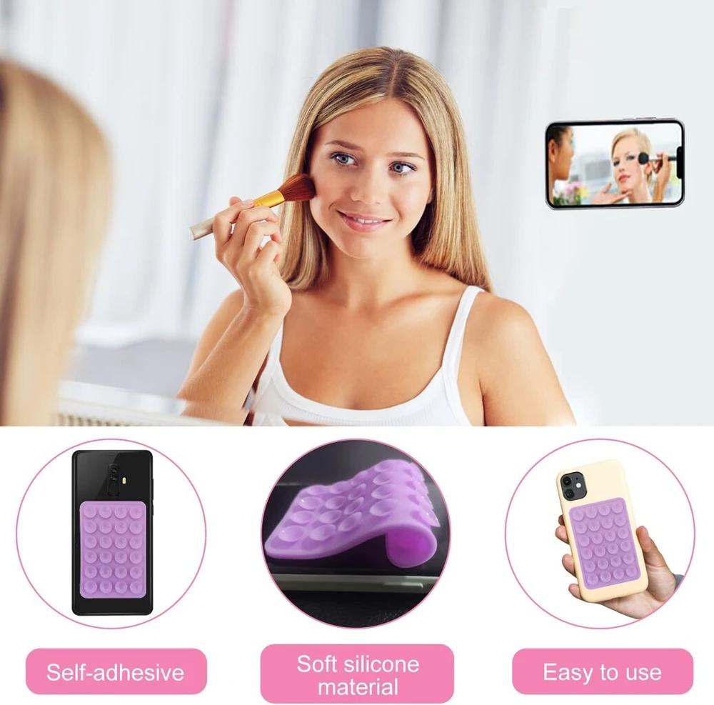 Pink Ilamvie 4 silikoninių siurbtukų rinkinys visiems mobiliųjų telefonų modeliams, neslystantis telefono laikiklis asmenukėms ir vaizdo įrašams, laisvų rankų įranga, patvarus ir lengvai naudojamas (deep Mėlyna, Sky Mėlyna, Rožinė, Rose Raudona)