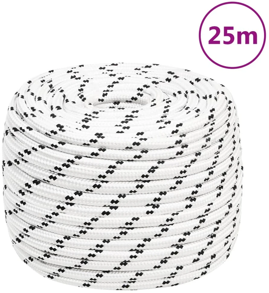 Pinta valties virvė, baltos spalvos, 12mmx25m, poliesteris
