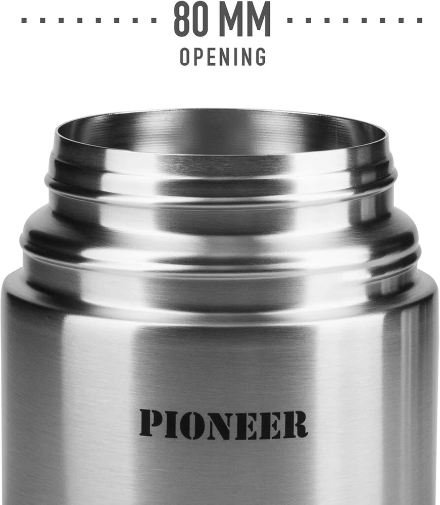 Pioneer vakuuminis, nepralaidus sriubos/maisto termosas, 8 val. karštas, 24 val. šaltas, nerūdijantis plienas, 1000 ml