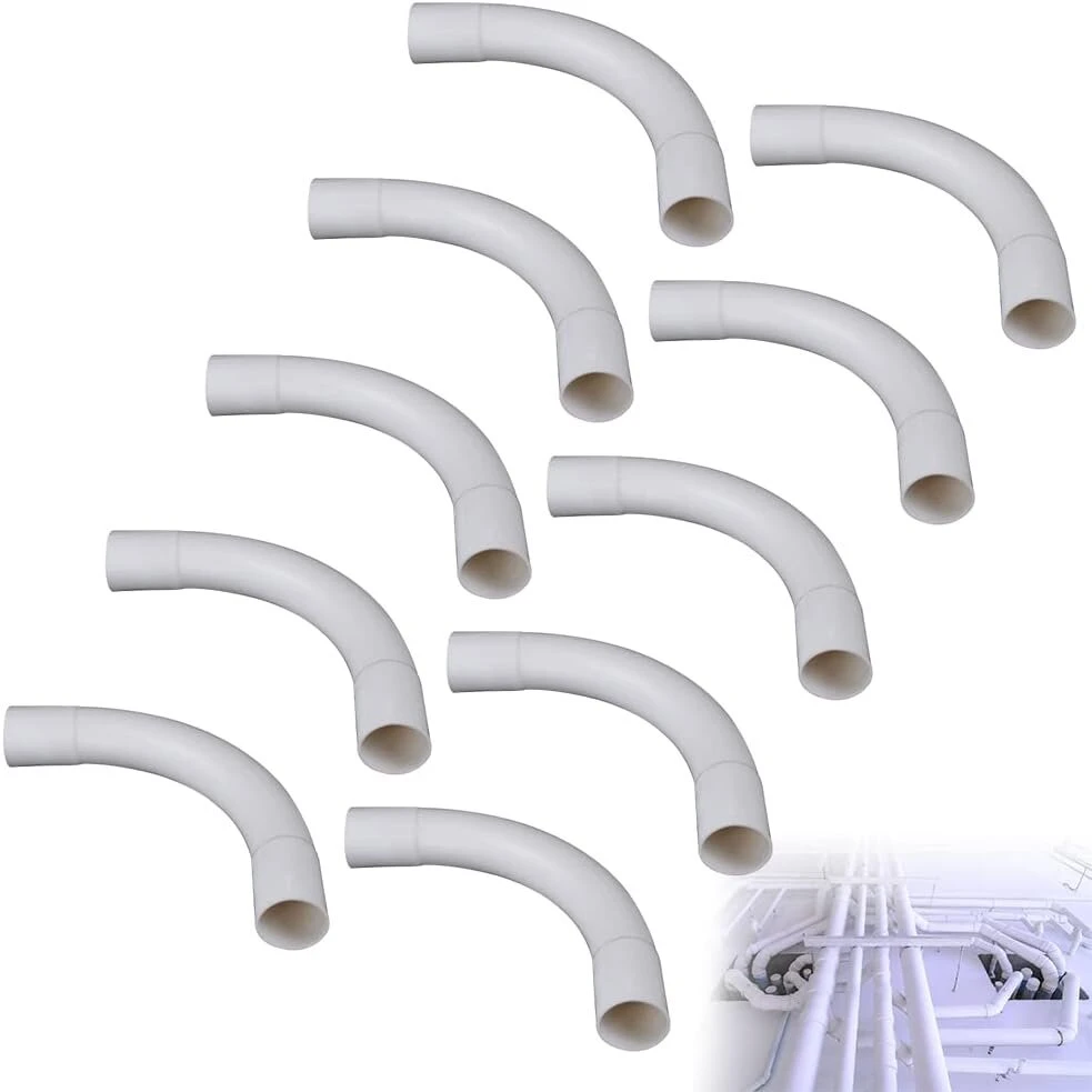 Pipe Elbow M16 10 x Pipe Bend 90° elektrinis vamzdis strypas vamzdis tuščias vamzdis Pvc instaliacijos kabelių kanalas rūsio sienos lubų montavimo kabelių vamzdis universalus visų tipų 16 mm