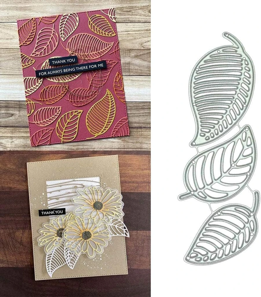 Pjovimo štampai lapų gyslų dizaino kortelių gamybos trafaretams, skirti kortelių gamybai, „pasidaryk pats“ scrapbooking'ui, nuotraukų albumui, dekoratyviniam reljefiniam popieriaus pjovimui, kortelių šablonui ir mielai sagei