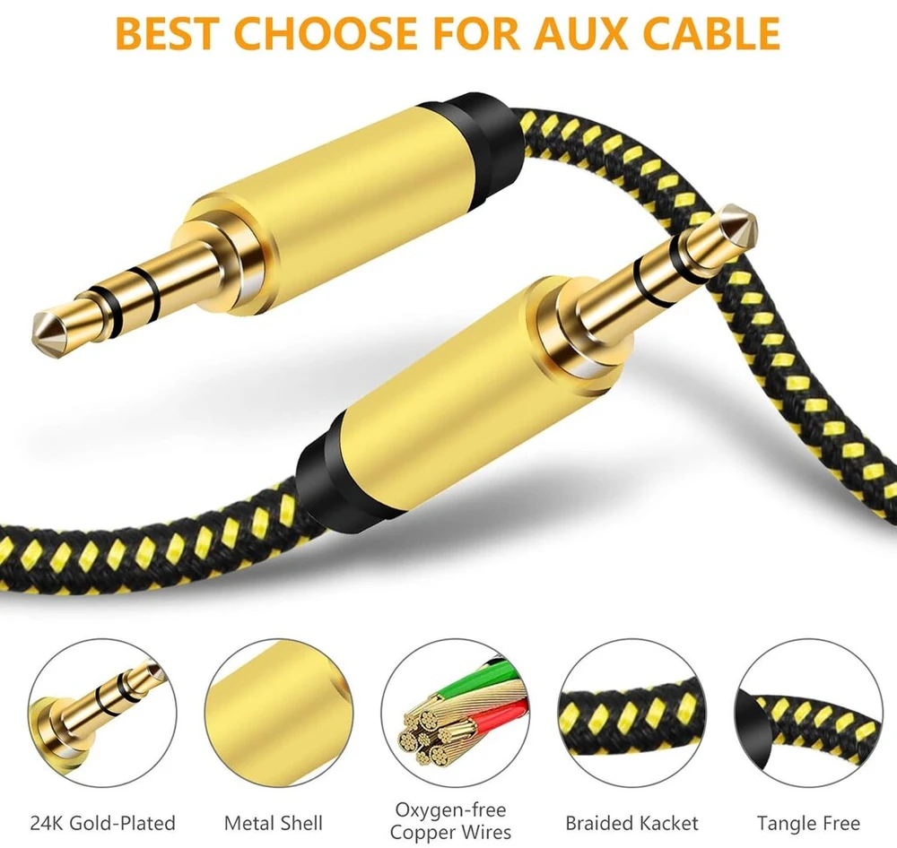 Pkdjfls Aux laidas 3.5 mm audio kabelis, jack kabelis ausinėms, namų/automobilio stereo sistemoms, išmaniesiems telefonams, Mp3 grotuvams ir daugiau - nailonas (5 m / 15 pėdų)