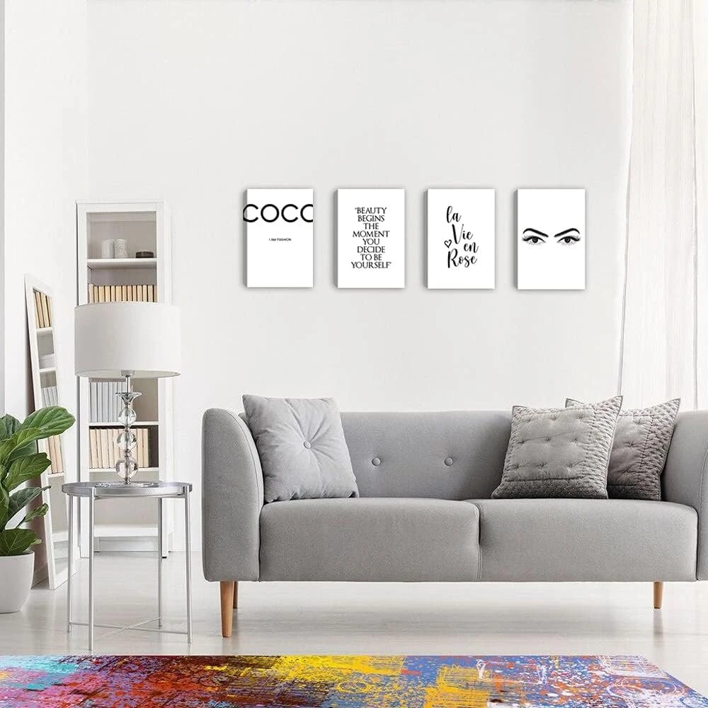 Plakatas Coco modernūs paveikslai 20 x 30 cm drobės atspaudas abstraktus menas Xxl dekoras svetainei miegamajam virtuvei biurui barui restoranui 4 vnt.