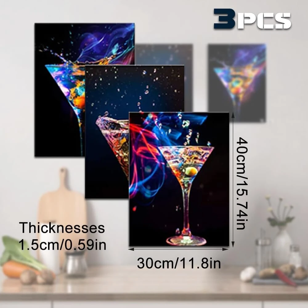 Plakatas Dekoratyvinis paveikslų rinkinys 3 vnt. su rėmeliu, 30x40 cm