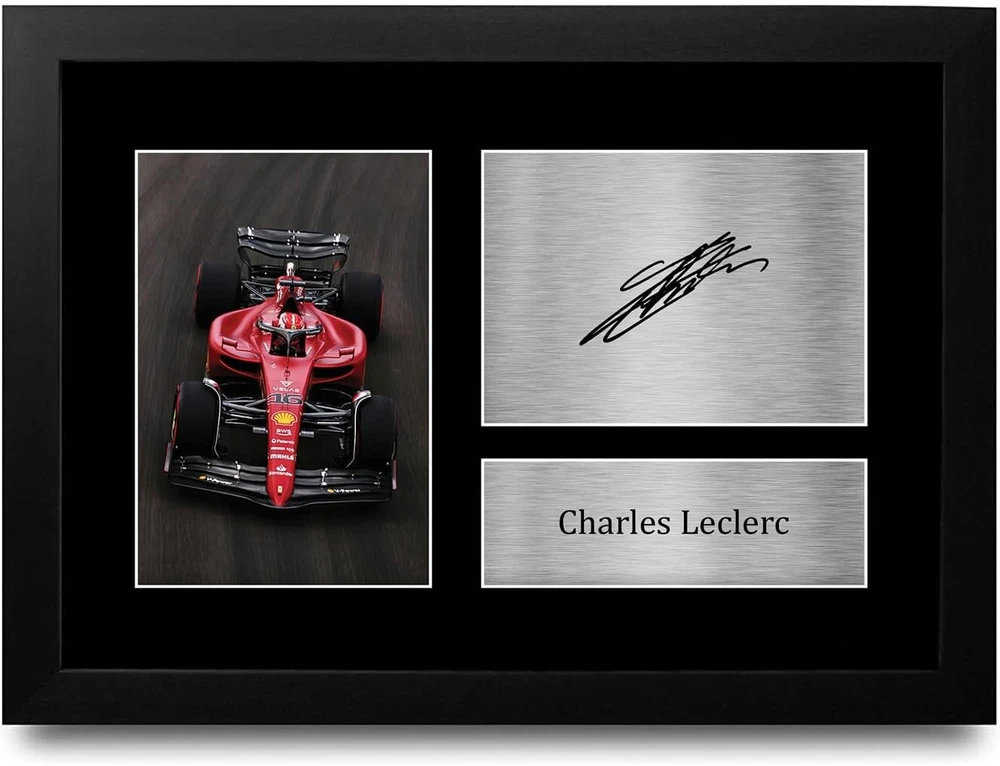 Plakatas Hwc Trading Fr A4 Charles Leclerc Formulės 1 dovanos, atspausdinta, pasirašyta autografu nuotrauka Formulės 1 ir automobilių sporto gerbėjams - A4 įrėminta