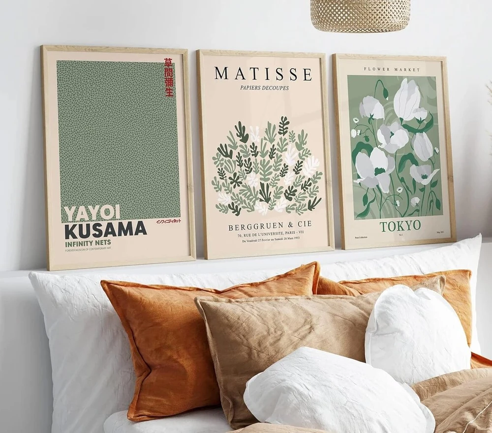 Plakatas Modernių plakatų rinkinys iš 3 dalių, 50 x 70 cm, stilingas matisse pastelinis plakatų koliažas su derančiais paveikslėliais, sienų dekoracija, be rėmelių