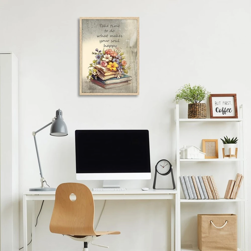 Plakatas Motyvuojantys paveikslai su gėlėmis ir knygomis, 30x40 cm, be rėmo