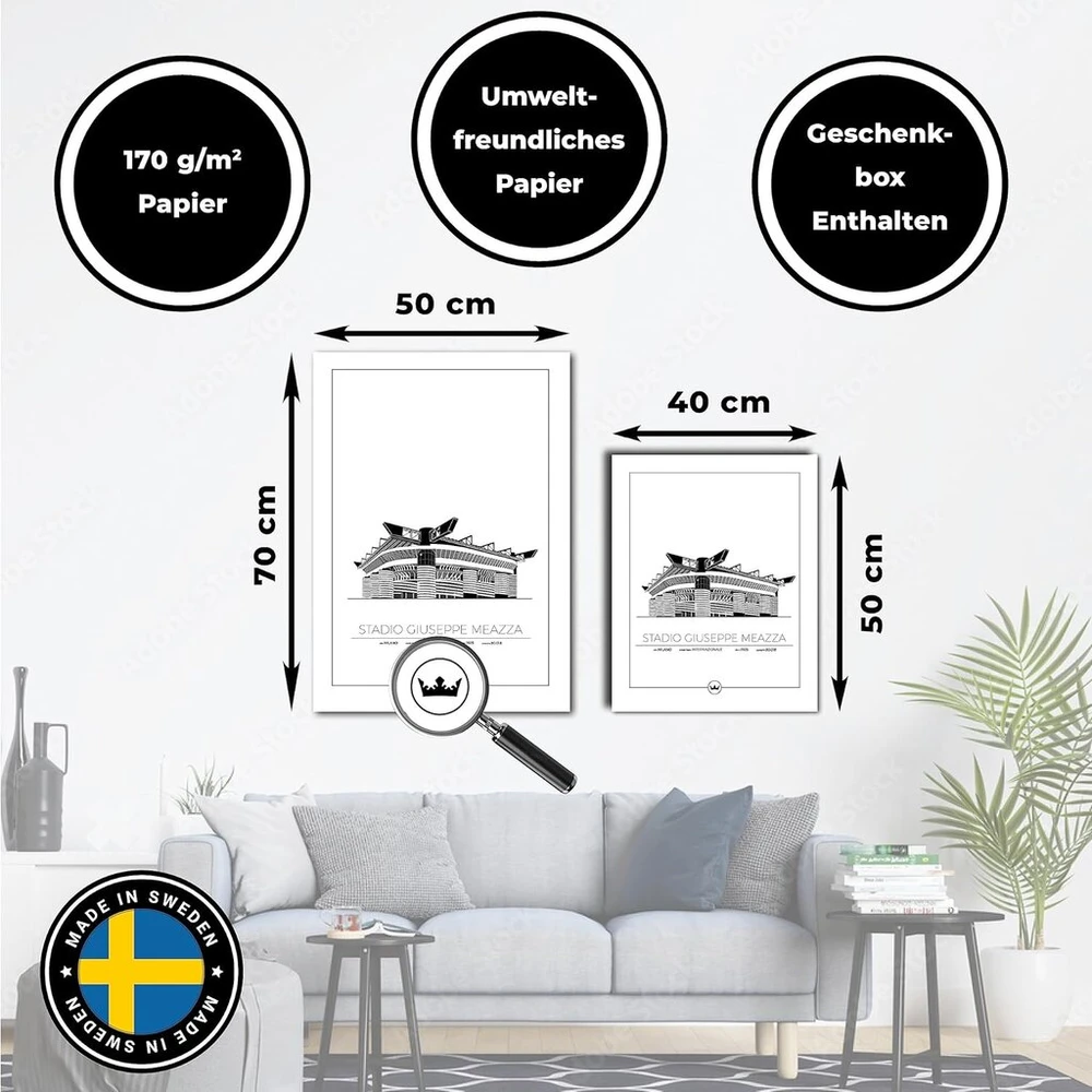 Plakatas Sverigemotiv.se English Premier League Arena plakatai (inter Milan - San Siro, 40 x 50 cm)