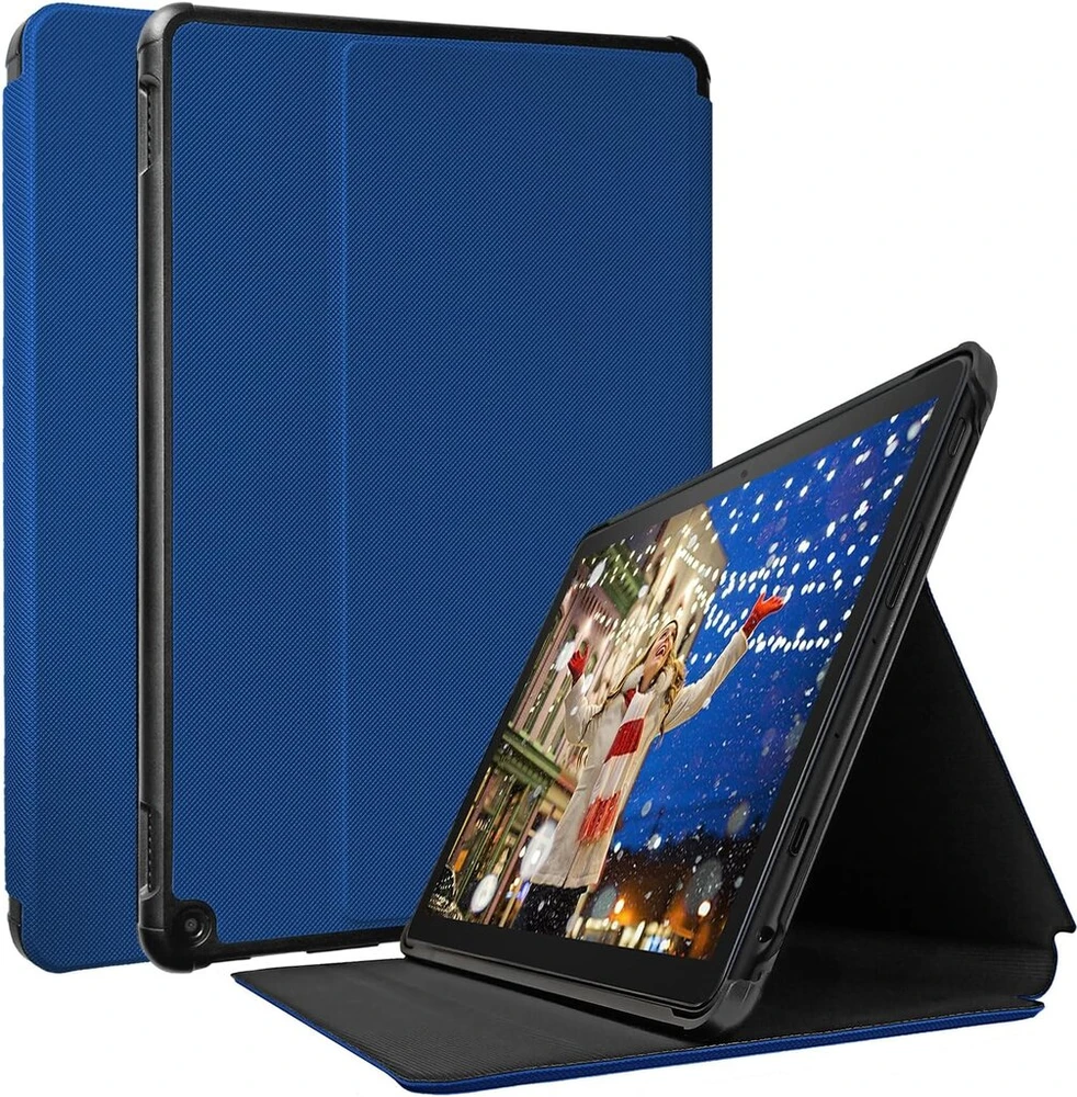 Planšetinio kompiuterio dėklas, skirtas fire hd 10 colių (13 kartos, 2023 m. laida), tokilo plonas lengvas minkštos pu odos dėklas su stovu, automatinis pažadinimas/užmigdymas, tamsiai mėlynas