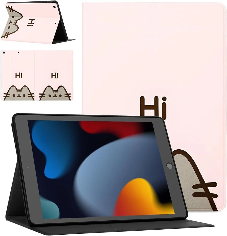 Planšetinio kompiuterio dėklas, skirtas Ipad 9/8/7 10.2", 2021/2020/2019 modeliams, 9-osios/8-osios/7-osios kartos, anime animacinis mielas katės pusheen katės rašto tpu apsauginis dėklas atverčiamas pu odinis atverčiamas dangtelis smūgiams atsparus stova