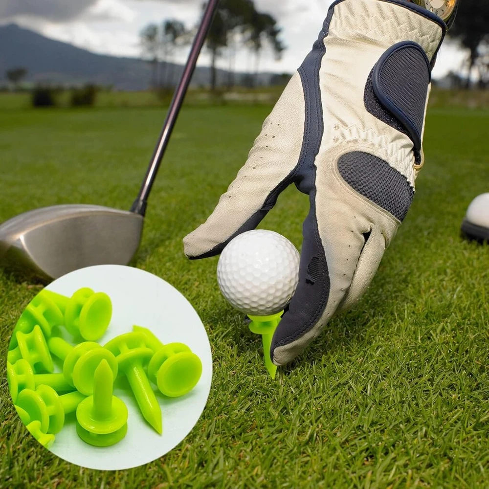 Plastikinės golfo tee, 100 vienetų, 25 mm, mažos žalios golfo tee, spalvota golfo praktika golfo žaidėjams, golfo tee, plastikinė pilis golfo treniruočių klubams lauke ant vejos