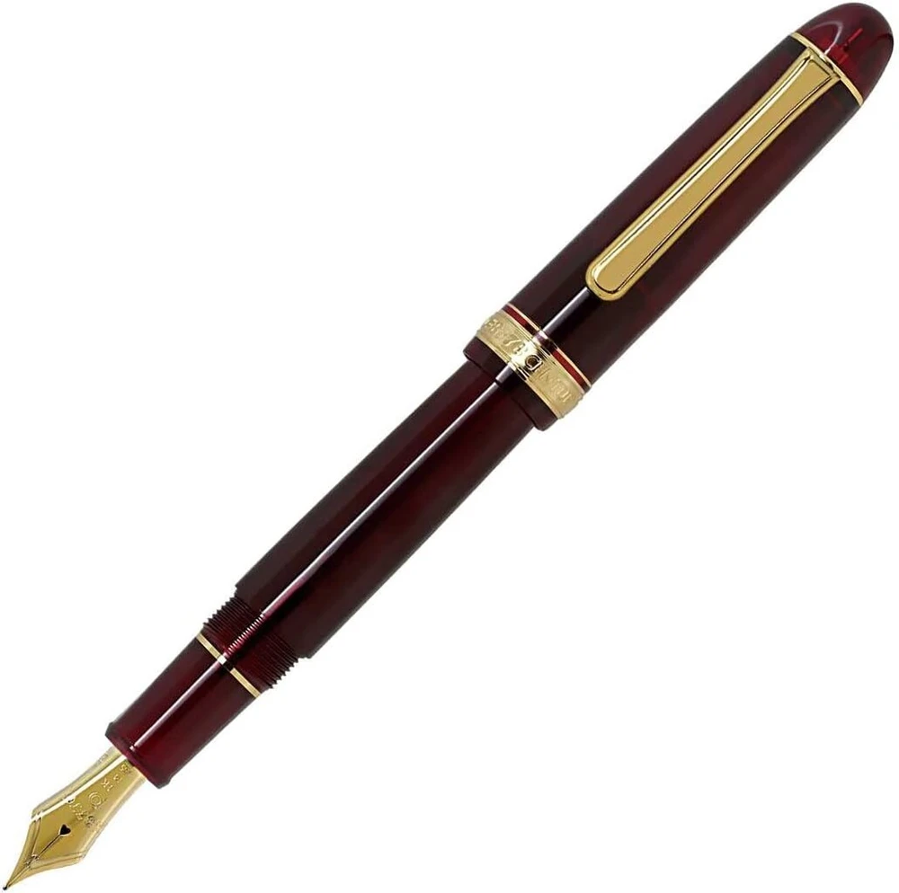 Platinum Century Gold Trim Bourgogne japoniškas plunksnakotis - raudonas/0.34-0.44mm/rankų Darbo/14k aukso plunksna/dovanų dėžutė/plunksnakotis Pnb15000-71m - #3776