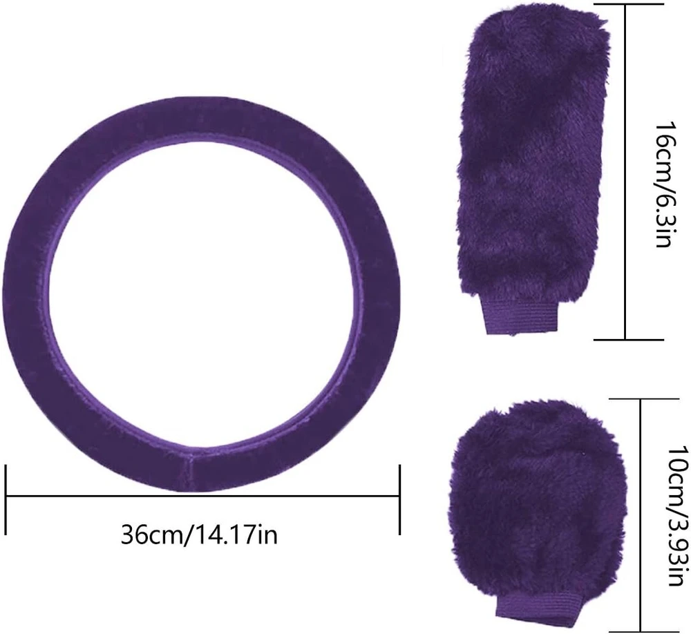 Plaušinio vairo dangtelio komplektas 3 vnt. (36-39 cm, violetinis)
