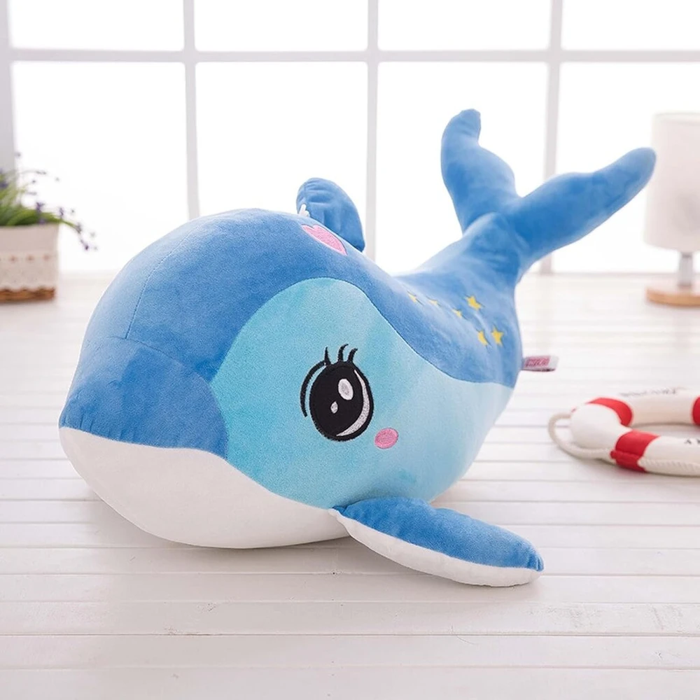Pliušinis delfinas, minkštas žaislas-pagalvė, 40 cm, mėlynas