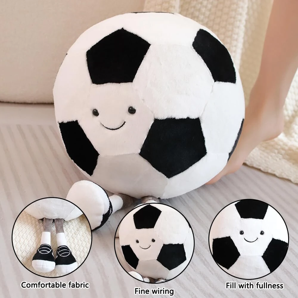 Pliušinis futbolo žaislas, pliušinis futbolo žaislas, pliušinė futbolo pagalvėlė, futbolo pagalvėlė, minkštas purus, animacinis pliušinis žaislas, pliušinis žaislas, 25 cm
