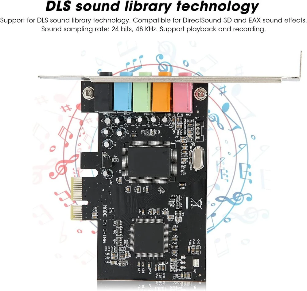 Plyisty Pci E 5.1 stereo garso plokštė, 6 kanalų žaidimų garso plokštė, vidinė garso plokštė, skirta windows 7/vista/xp 32/64 bitų, suderinama su directsound 3d ir eax garso efektais