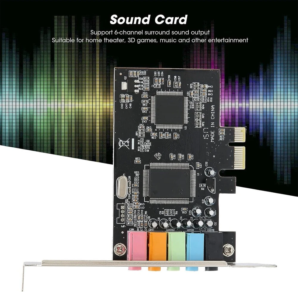 Plyisty Pci E 5.1 stereo garso plokštė, 6 kanalų žaidimų garso plokštė, vidinė garso plokštė, skirta windows 7/vista/xp 32/64 bitų, suderinama su directsound 3d ir eax garso efektais