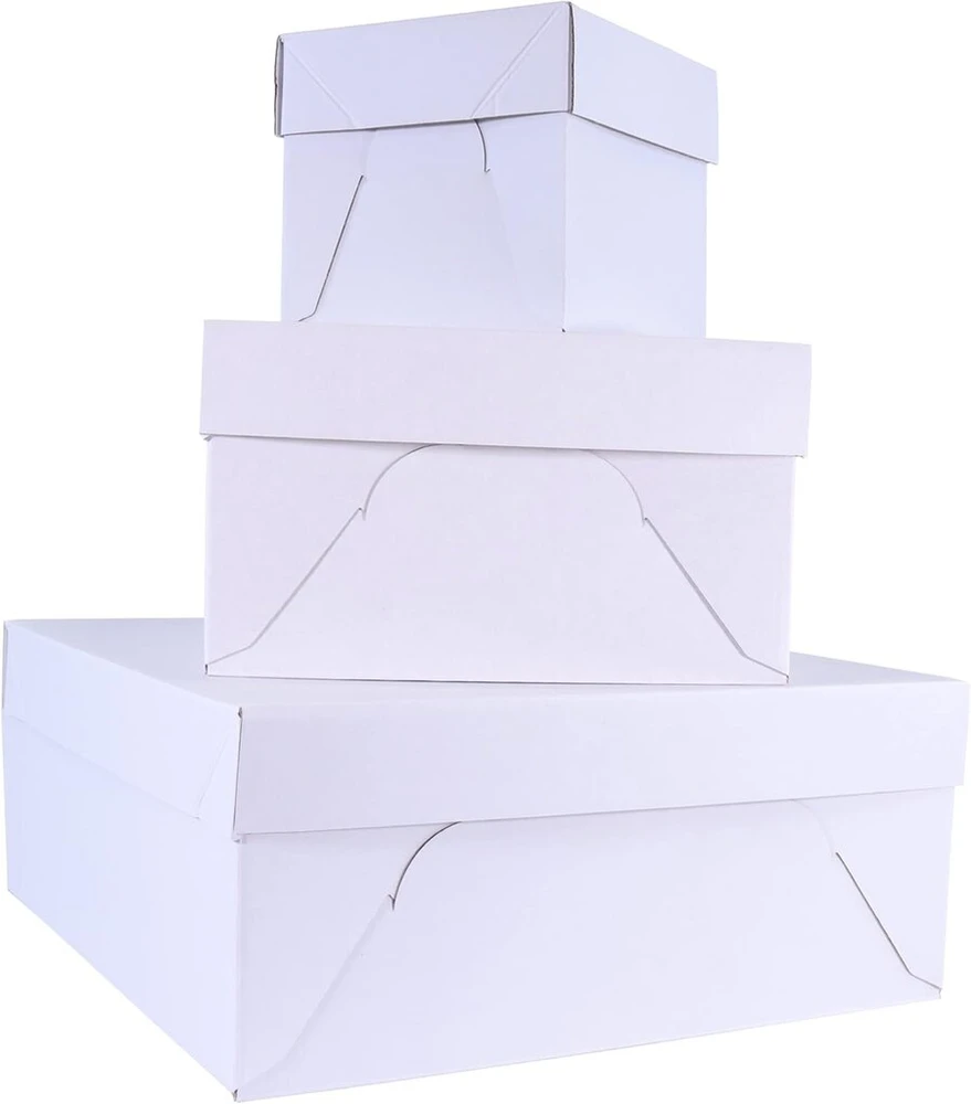Pme Baking Essentials 8 colių kvadratinės tortų dėžės, 3 vnt., baltos
