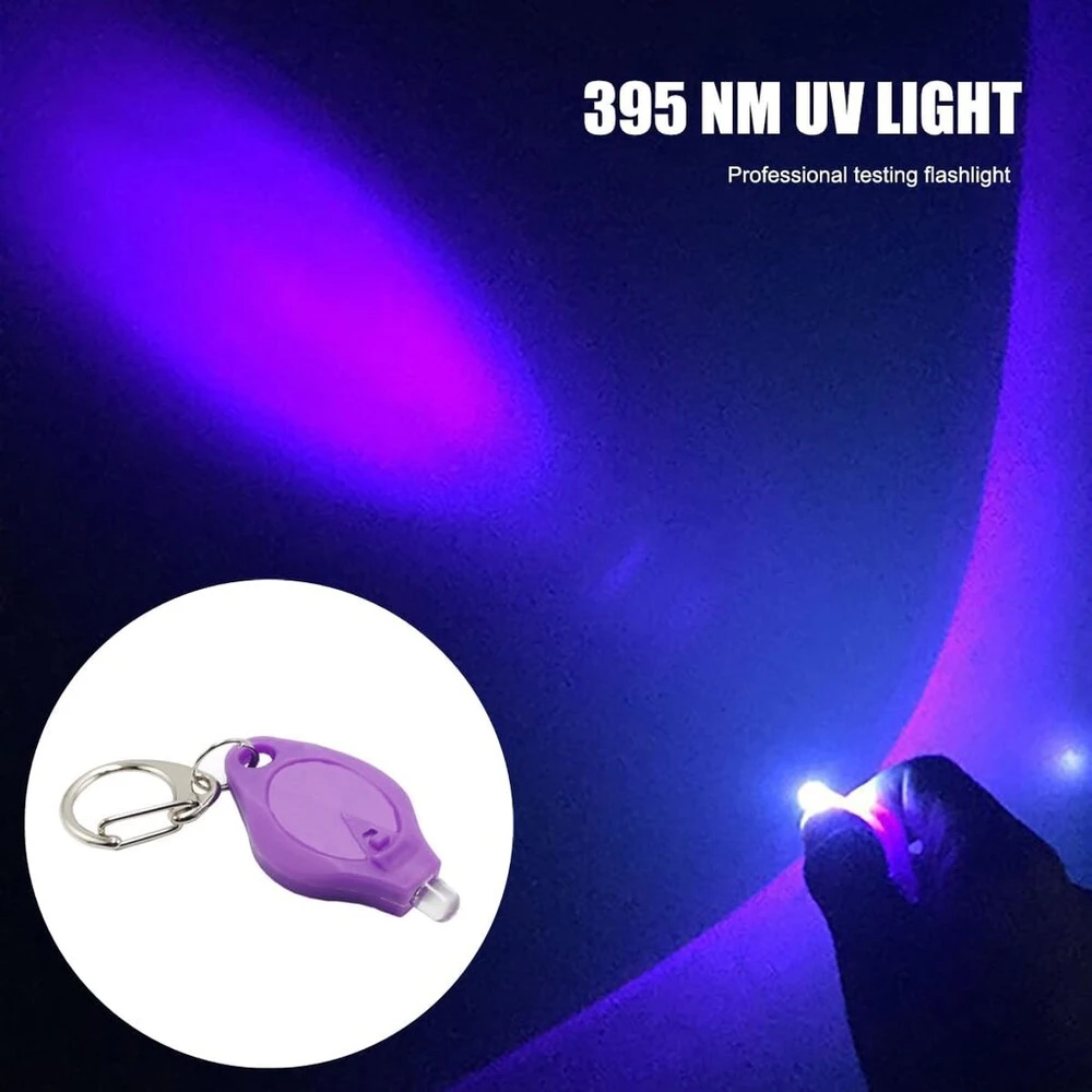 Pocketman Mini raktų pakabuko žibintuvėlis 395uv mažas žibintuvėlių rinkinys, juodos šviesos žibintuvėlis su metaliniu spaustuku banknotų patikrinimui, fluorescencinis, kietėjimo šviesa (10 vnt.)