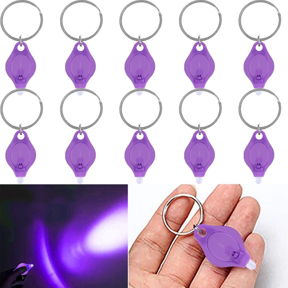 Pocketman Mini raktų pakabuko žibintuvėlis 395uv mažas žibintuvėlių rinkinys, juodos šviesos žibintuvėlis su metaliniu spaustuku banknotų patikrinimui, fluorescencinis, kietėjimo šviesa (10 vnt.)