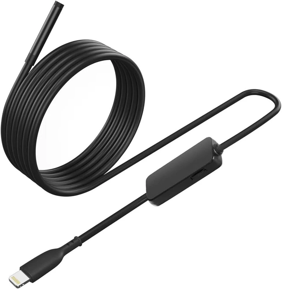 Pofet endoskopinė kamera su šviesa, 1080p wifi endoskopinė kamera mobiliajam telefonui su šviesa, vandeniui atspari ip67 inspekcinė kamera, suderinama su ios sistema su 5 metrų pusiau standžiu kabeliu