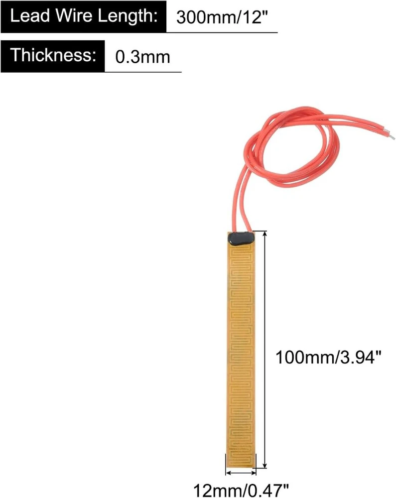 Poliamidinė kaitinimo plėvelė 24v 9w, lipni, 100x12mm, 5 vnt.