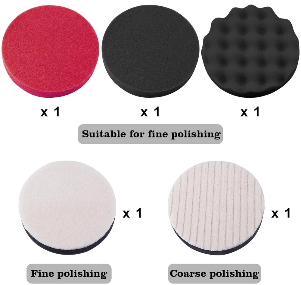 Poliravimo padėklų rinkinys automobiliams, 8 vnt., 125 mm, su M14 adapteriu