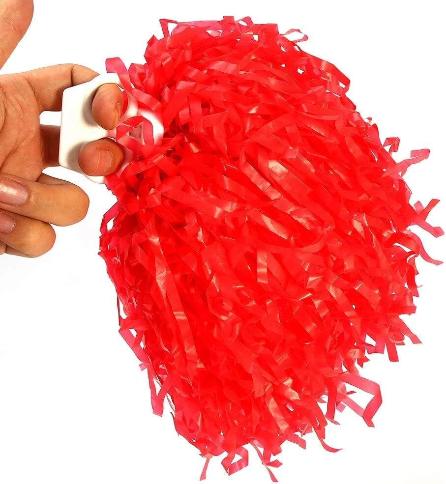 Pom šokėjos, šokėjų pomponai, metalinis gėlių kamuolys, pomponai, plastikinis žiedas grupinėms šokiams (raudonas)
