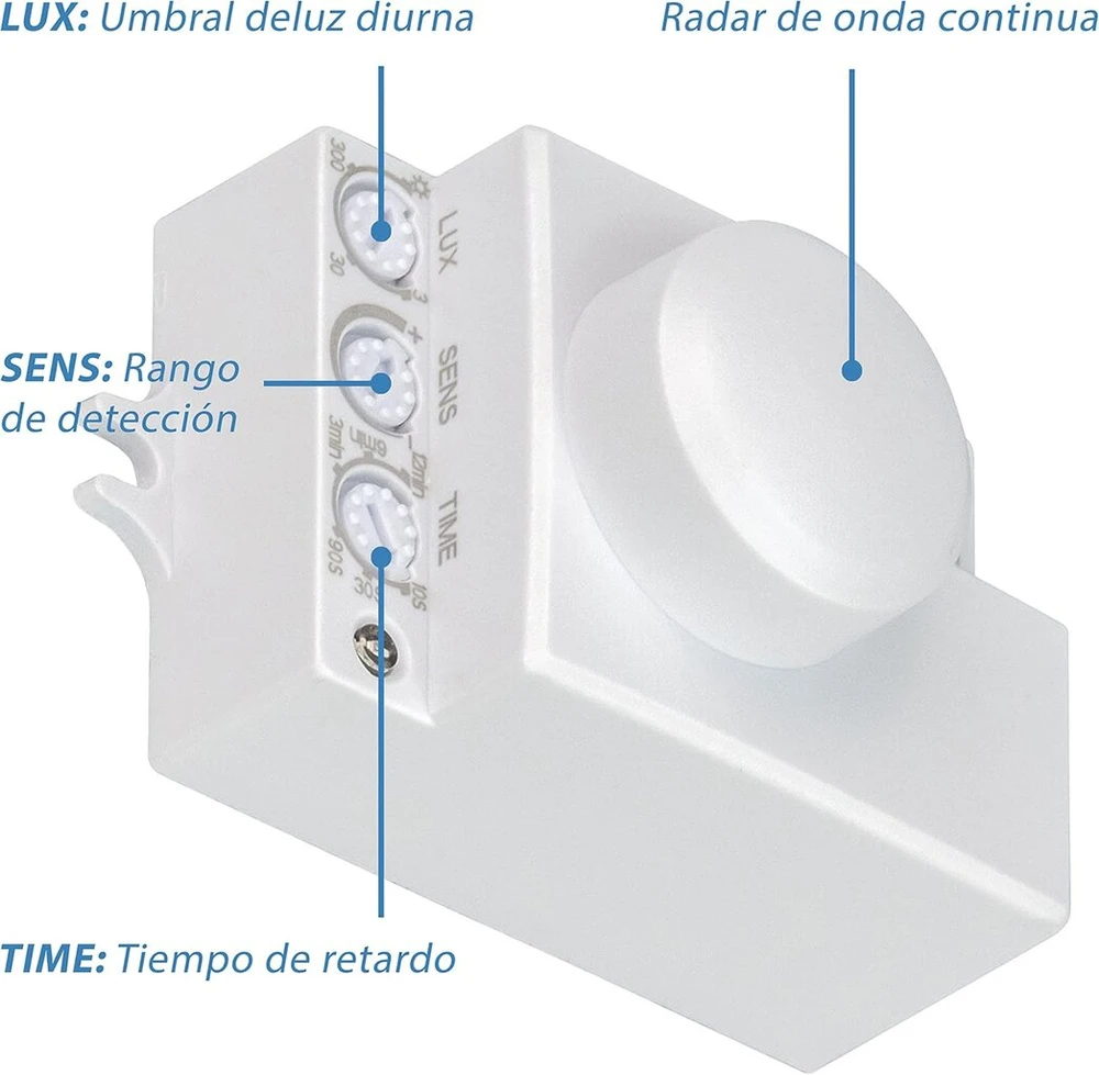Popp® elektrinis jutiklinis jungiklis su judesio jutikliu, reguliuojamas paviršiumi, mikrobangų, ip20, maks. 360°, 2–18 m, laikas 10 sek. ± 3 sek. – 12 min. ± 1 min., aukštis (1 vnt.)