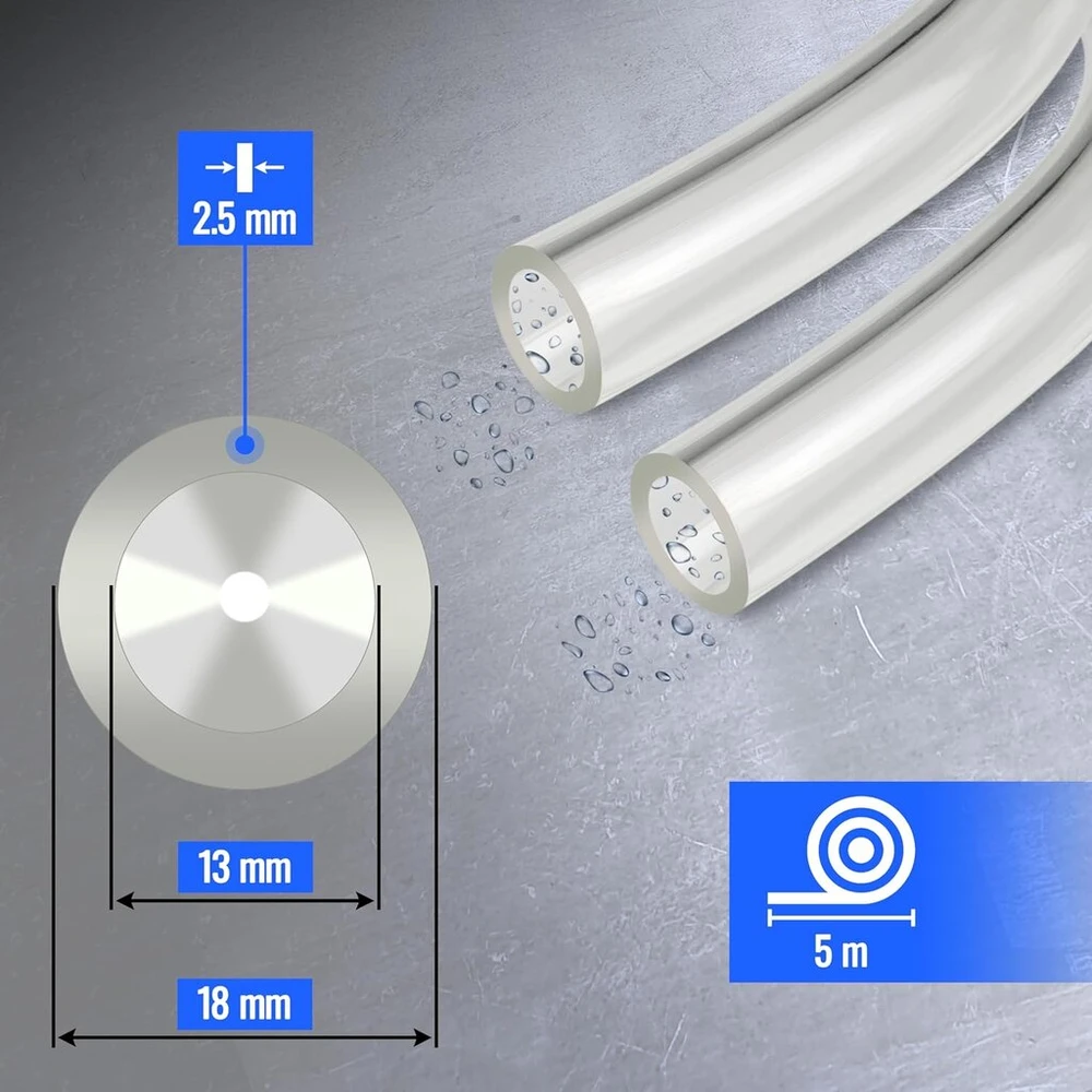 Poppstar Pvc žarna 5 m skaidri (13/18 mm, -5°c iki +65°c, 1.5 bar)