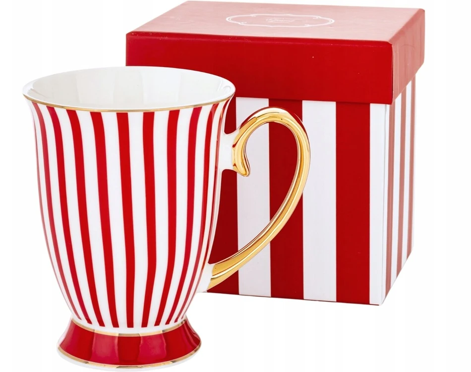 Porcelianinis puodelis kavai arbatai 300 ml, 8.5 x 11 cm - raudonas