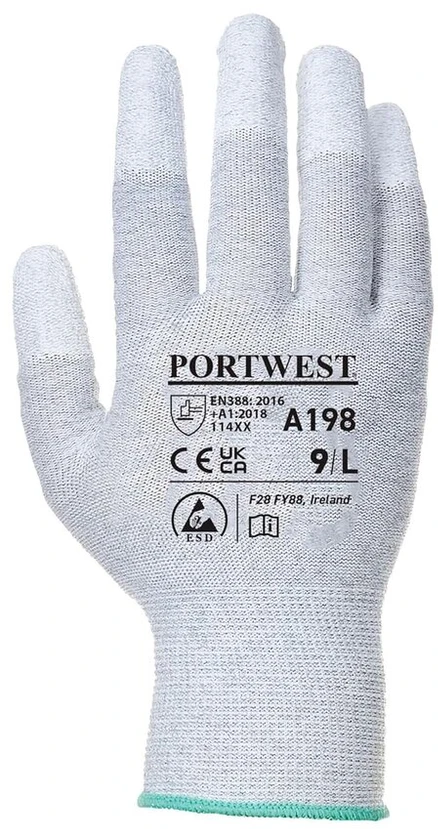 Portwest A198 antistatinės pirštinės su pu danga ant pirštų, A198grrs