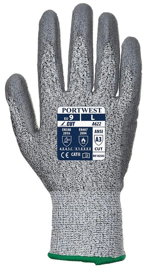Portwest A622g7rxxl 5 lygio pjovimui atsparios Pu pirštinės, įprastos, dydis: Xx-large, pilkos